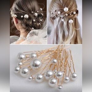 Gold and Pearl Hair Pins